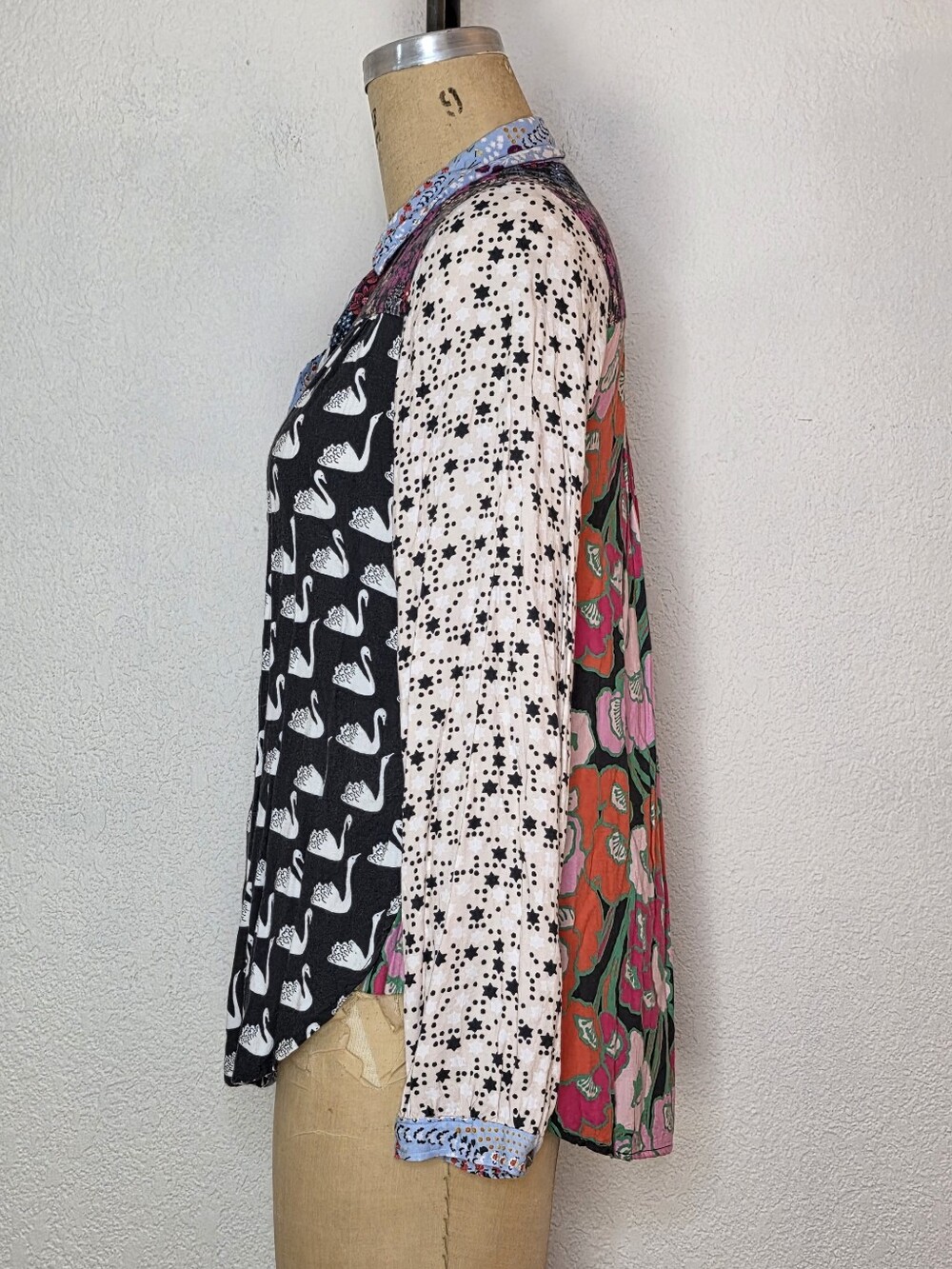 ANTHROPOLOGIE × MAEVE Colorful Paz Eclectic Patchwork Printed Button Down Blouse - Picture 3 of 6